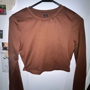 SHEIN Chocolate Brown Long Sleeve Crop Top